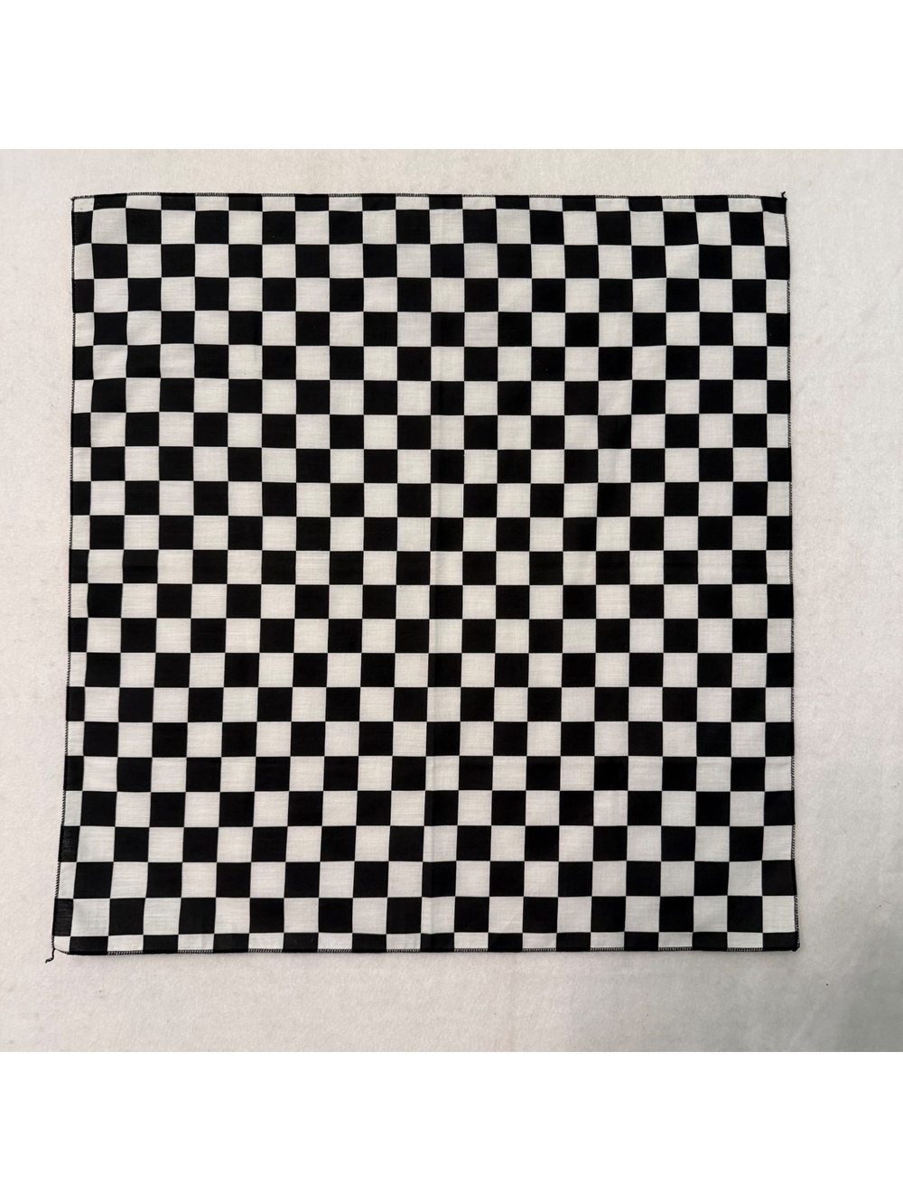 Vintage Checkered Bandana Handkerchief Black & White 1" Squares 21x22